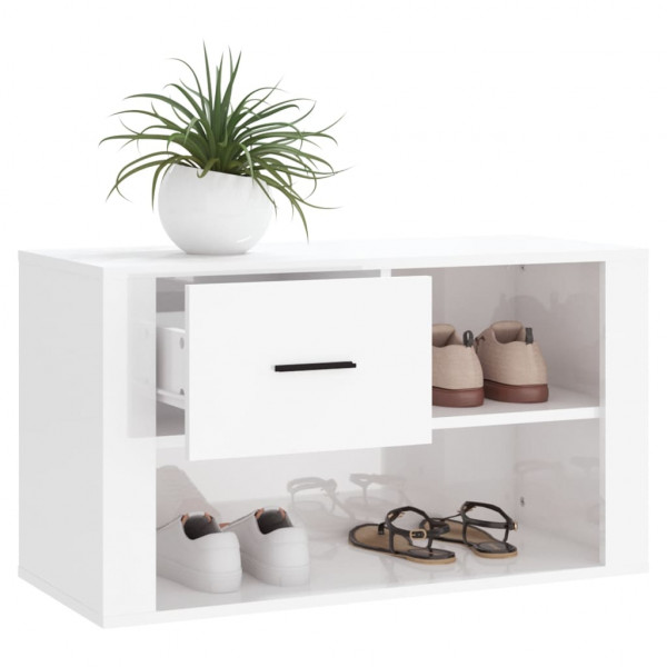 Mueble zapatero madera contrachapada blanco brillo 80x35x45 cm M 4