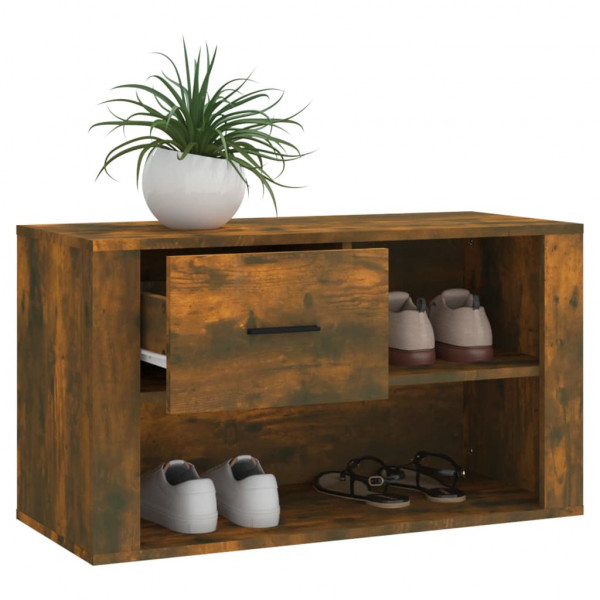Mueble zapatero madera contrachapada roble ahumado 80x35x45 cm M 4