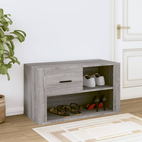 Mueble zapatero de madera contrachapada gris Sonoma 80x35x45 cm M 3