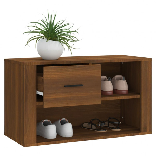 Mueble zapatero contrachapada color marrón roble 80x35x45 cm M 4