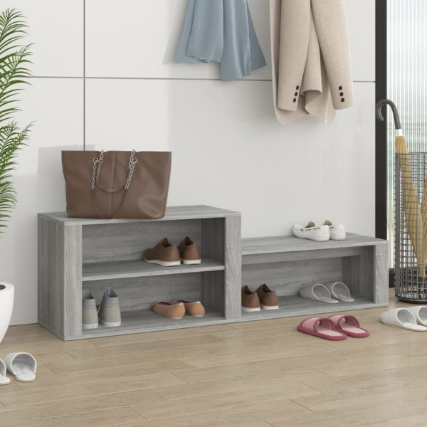 Mueble zapatero madera contrachapada gris Sonoma 150x35x45 cm D