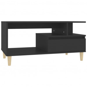 Mesa de centro madera contrachapada negro 90x49x45 cm H
