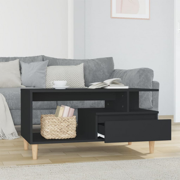 Mesa de centro madera contrachapada negro 90x49x45 cm M 3