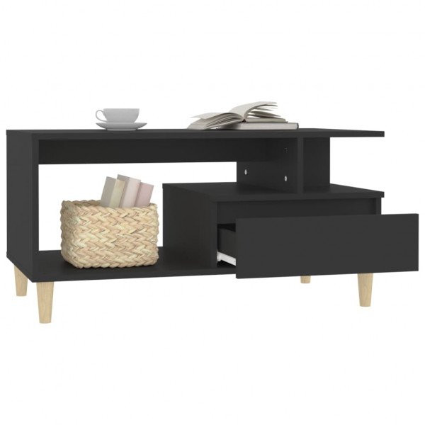 Mesa de centro madera contrachapada negro 90x49x45 cm M 4