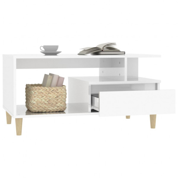 Mesa de centro madera contrachapada blanco brillo 90x49x45 cm M 4