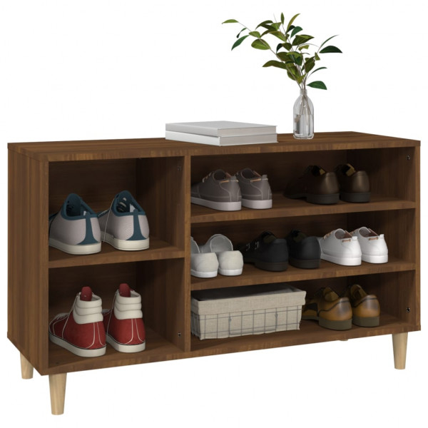 Mueble zapatero madera contrachapada roble marrón 102x36x60 cm M 4