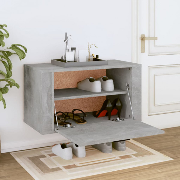 Mueble zapatero pared contrachapada gris hormigón 70x35x38 cm M 3