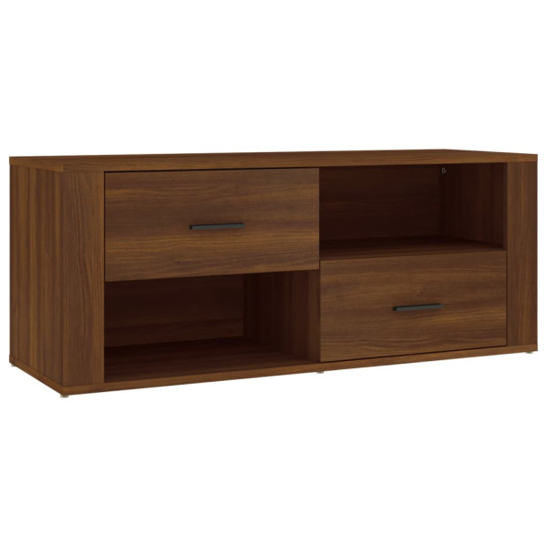 Mueble TV madera contrachapada color marrón roble 100x35x40 cm M 2