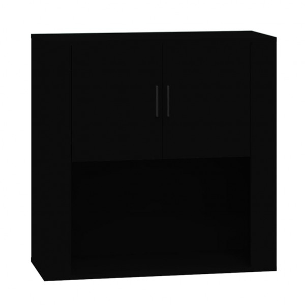 Armario de pared madera contrachapada negro 80x33x80 cm M 2