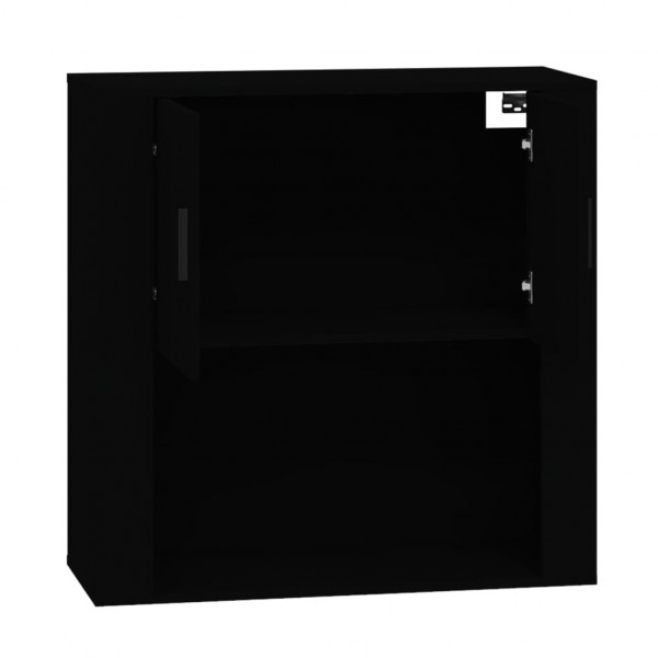 Armario de pared madera contrachapada negro 80x33x80 cm M 4