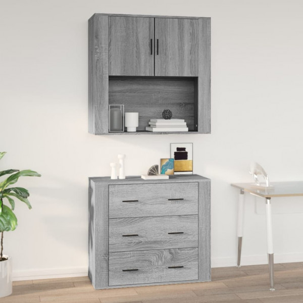 Armario de pared madera contrachapada gris Sonoma 80x33x80 cm D