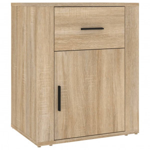 Mesita de noche madera contrachapada roble sonoma 50x36x60 cm H