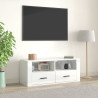 Mueble de TV madera contrachapada blanco brillo 100x35x40 cm 1