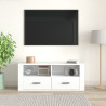 Mueble de TV madera contrachapada blanco brillo 100x35x40 cm 3