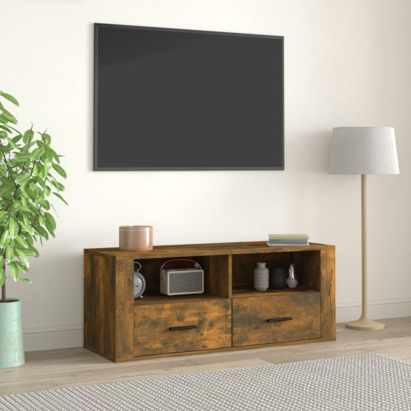 Mueble para TV madera contrachapada roble ahumado 100x35x40 cm D