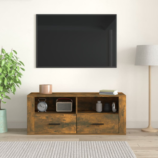 Mueble para TV madera contrachapada roble ahumado 100x35x40 cm M 3