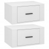 Mesitas de noche de pared 2 uds blanco brillante 50x36x25 cm 2