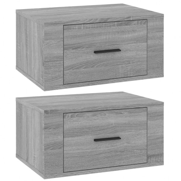 Mesitas de noche de pared 2 uds gris Sonoma 50x36x25 cm M 2