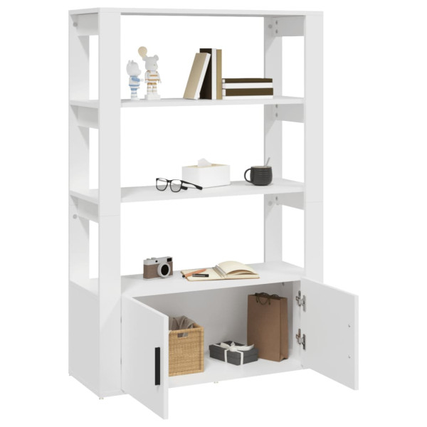 Aparador de madera contrachapada blanco 80x30x119.5 cm M 5