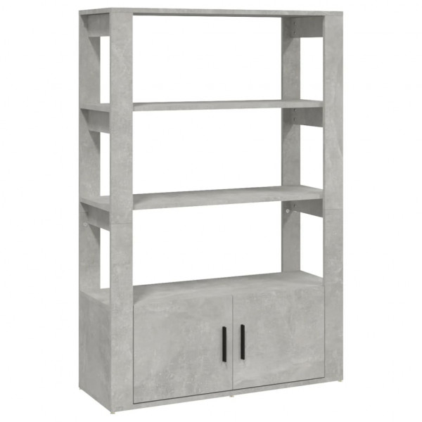 Aparador de madera contrachapada gris hormigón 80x30x119.5 cm M 2