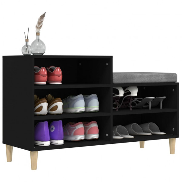 Mueble zapatero madera contrachapada negro 102x36x60 cm M 4