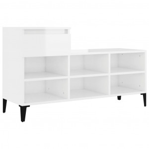 Mueble zapatero madera contrachapada blanco brillo 102x36x60 cm H