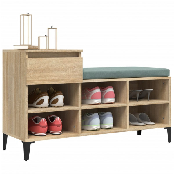 Mueble zapatero madera contrachapada roble Sonoma 102x36x60 cm M 4