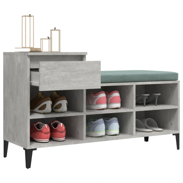 Mueble zapatero madera contrachapada gris hormigón 102x36x60 cm M 5