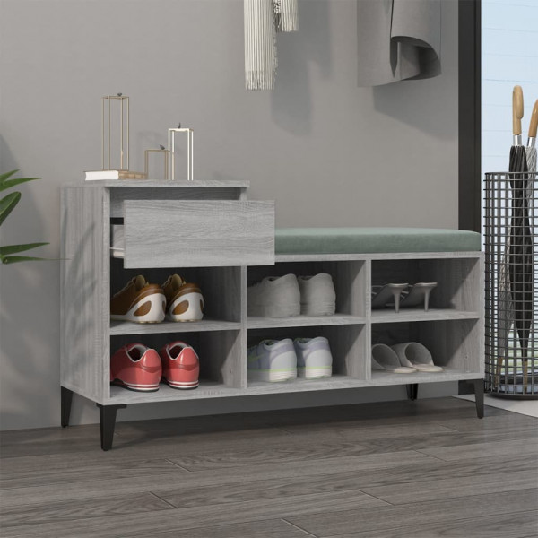 Mueble zapatero madera contrachapada gris Sonoma 102x36x60 cm M 3