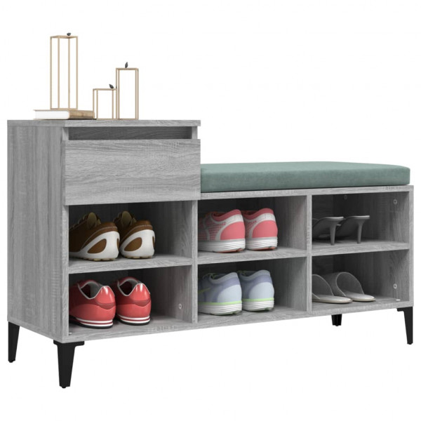 Mueble zapatero madera contrachapada gris Sonoma 102x36x60 cm M 4