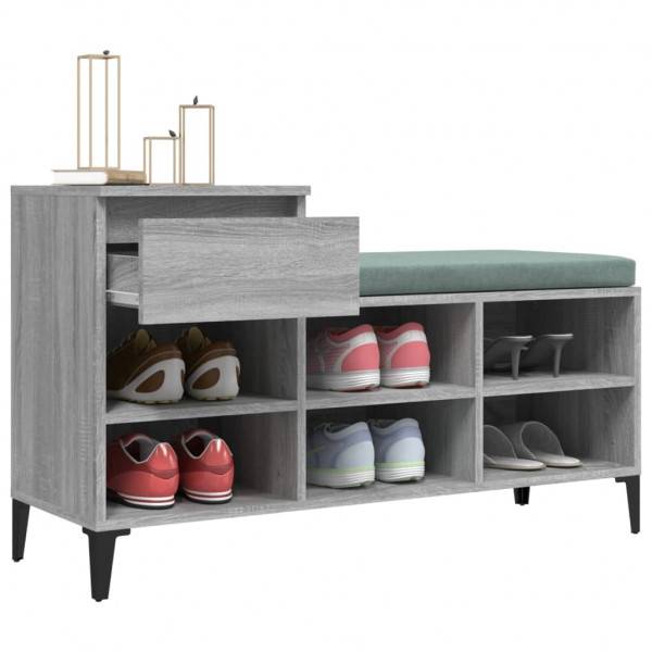Mueble zapatero madera contrachapada gris Sonoma 102x36x60 cm M 5