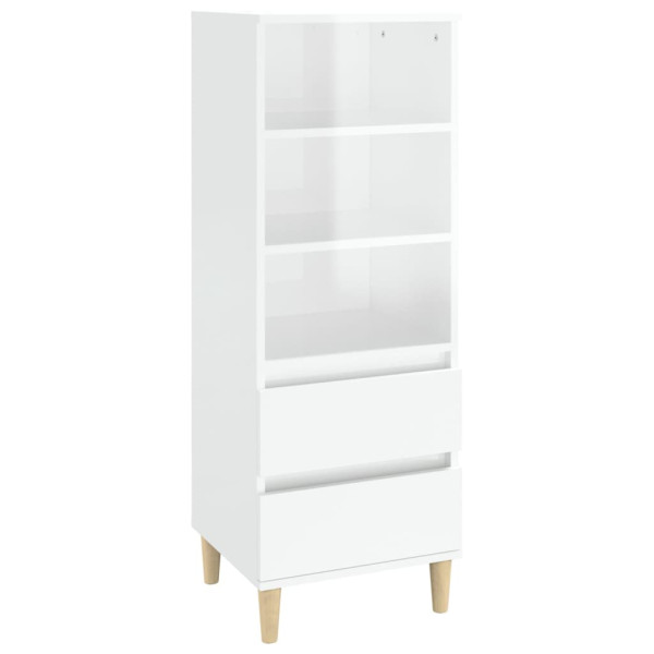 Aparador alto madera contrachapada blanco brillo 40x36x110 cm M 2