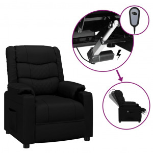 Sillón reclinable eléctrico de cuero sintético negro H