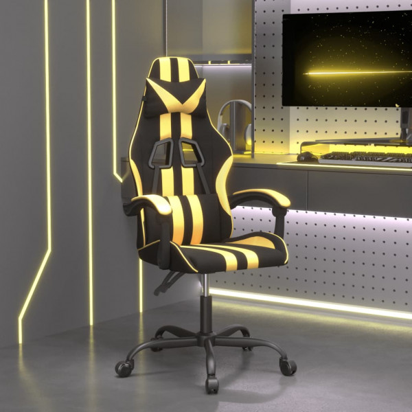 Silla gaming cuero sintético negro y dorado D