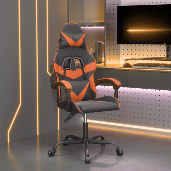 Silla gaming cuero sintético negro y naranja D