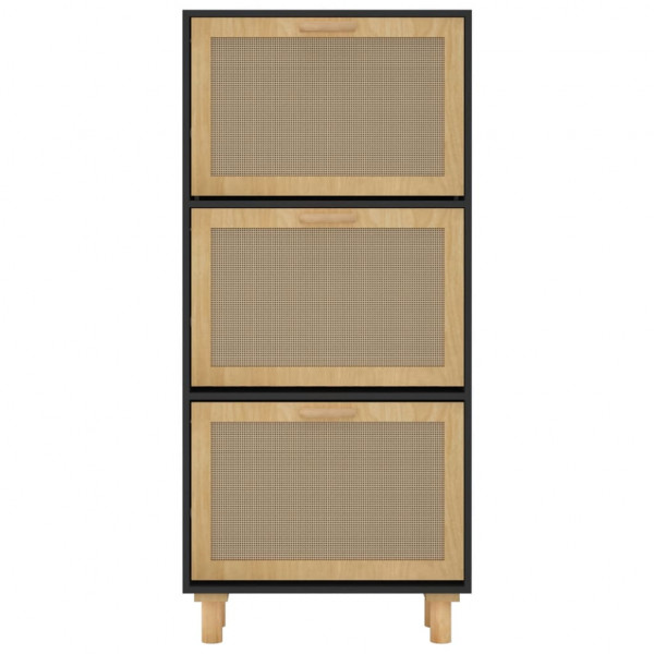 Zapatero madera contrachapada negro ratán natural 52x25x115 cm M 5