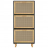 Zapatero madera contrachapada negro ratán natural 52x25x115 cm 5