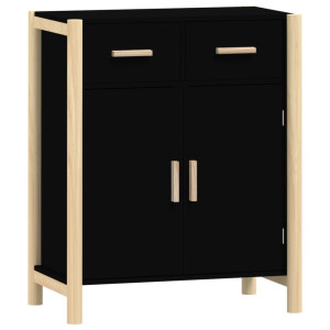 Aparador de madera contrachapada negro 62x38x75 cm H