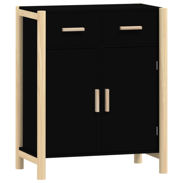 Aparador de madera contrachapada negro 62x38x75 cm M 2