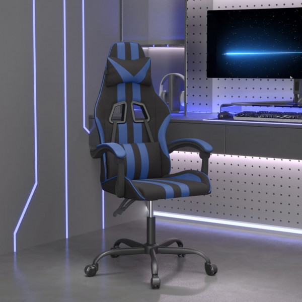 Silla gaming giratoria cuero sintético negro y azul D