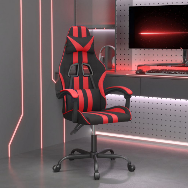 Silla gaming giratoria cuero sintético negro y rojo D