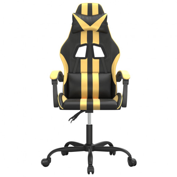 Silla gaming giratoria cuero sintético negro y dorado M 3