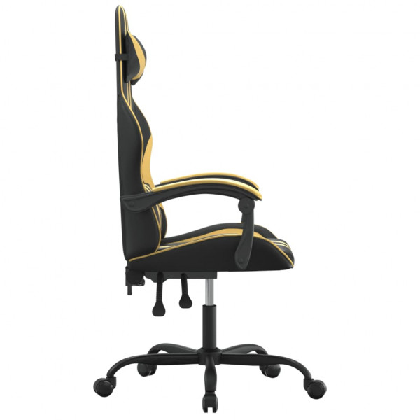 Silla gaming giratoria cuero sintético negro y dorado M 4