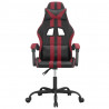 Silla gaming giratoria cuero sintético negro y rojo vino tinto 3