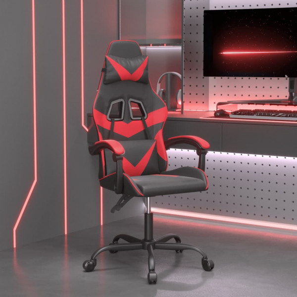 Silla gaming giratoria cuero sintético negro y rojo D