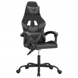 Silla gaming giratoria cuero sintético negro y gris H