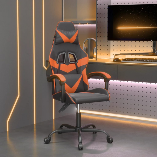 Silla gaming giratoria cuero sintético negro y naranja D