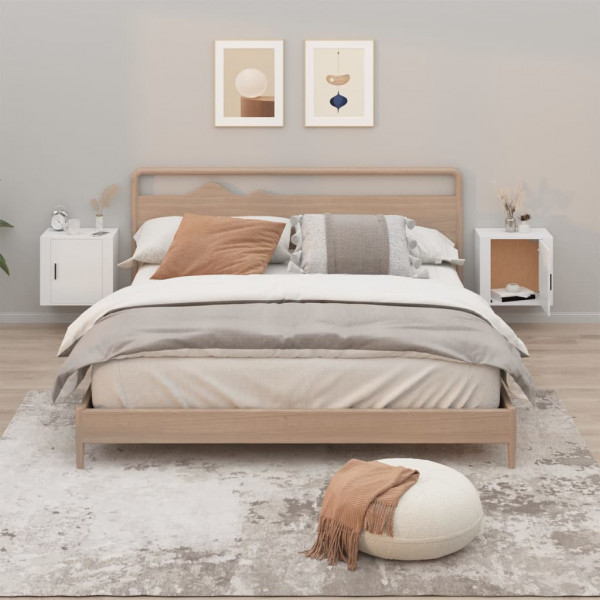 Mesitas de noche de pared 2 uds blanco 50x30x47 cm D
