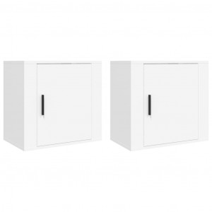 Mesitas de noche de pared 2 uds blanco 50x30x47 cm H