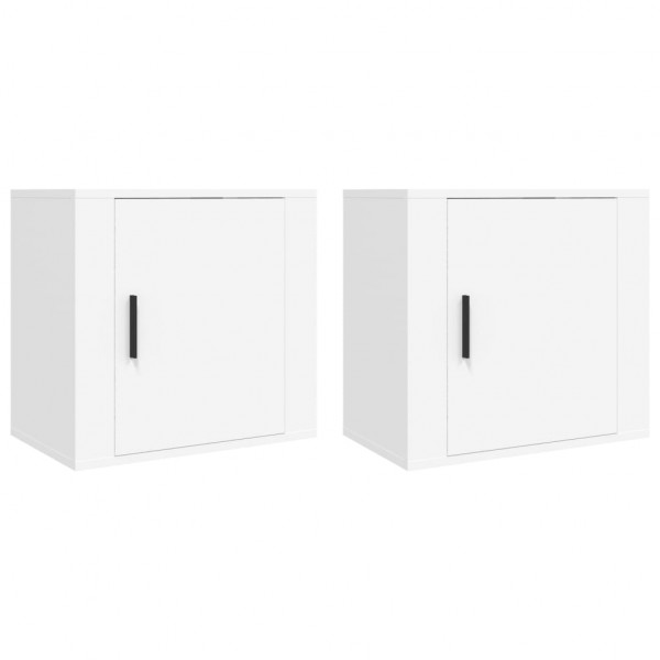 Mesitas de noche de pared 2 uds blanco 50x30x47 cm M 2